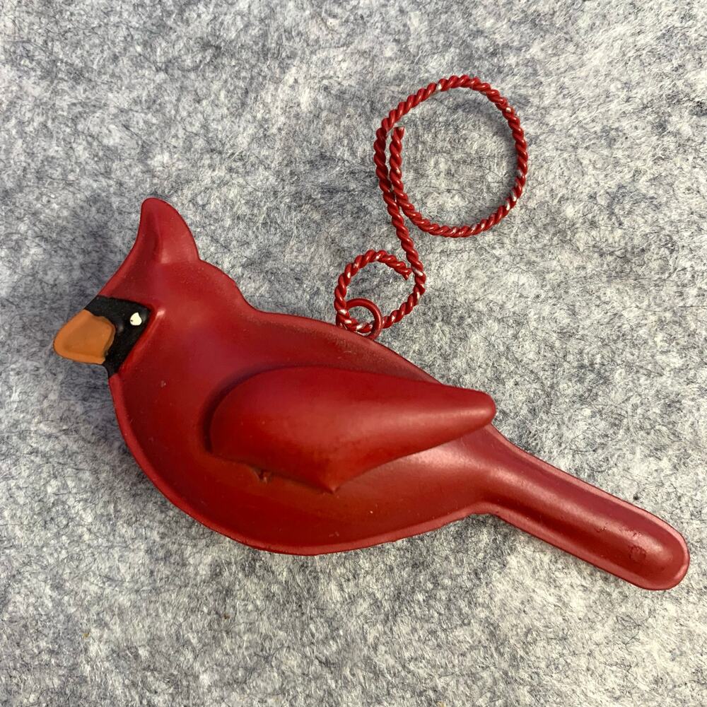 Red Metal Cardinal Ornament with Hanger, Holiday Decor, Window Decor, Birder